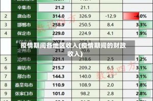 疫情期间各地区收入(疫情期间的财政收入)