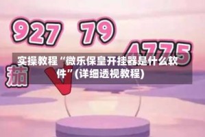 实操教程“微乐保皇开挂器是什么软件”(详细透视教程)